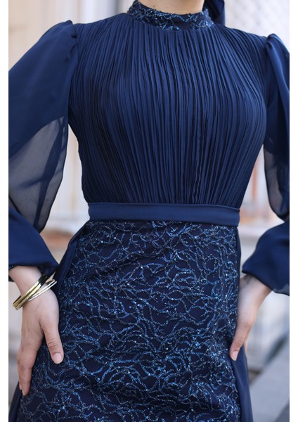 Lavanta Şifon Detaylı Gliten Kumaş Şık Tesettür Abiye fiyatları