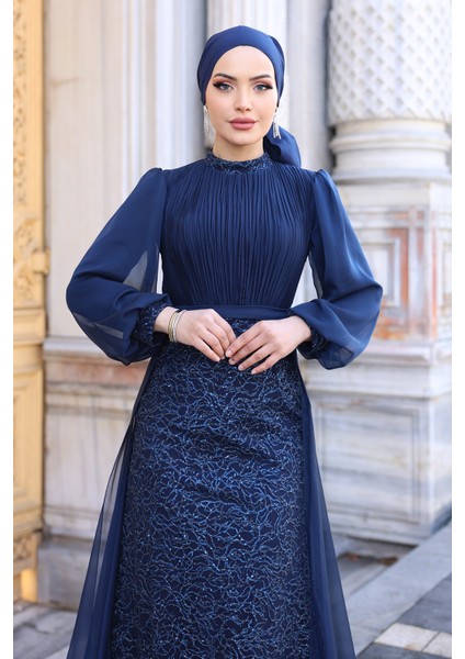 Lavanta Şifon Detaylı Gliten Kumaş Şık Tesettür Abiye indirimleri