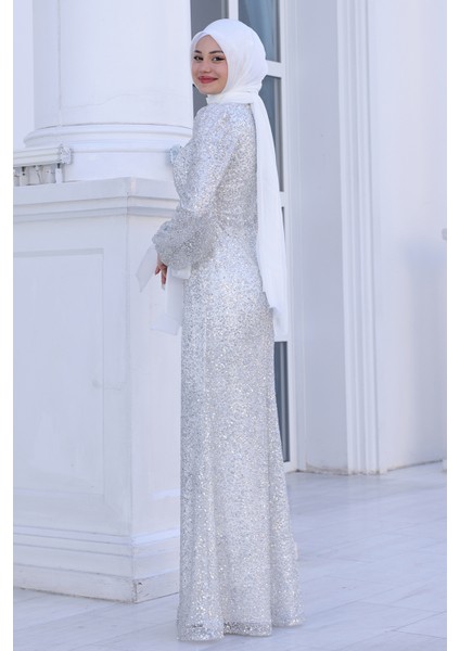 Parıltılı Kol Detaylı Şimal Tesettür Büyük Abiye fırsatları