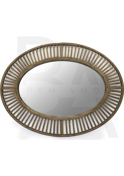 Oval Vintage Bambu Rattan Ayna