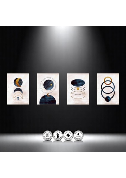 :temperli Cam Dörtlü Set Tablo, Tablo, Dörtlü Tablo, Uv Baskı, Cam Tablo, 4’lü Set, CDT004
