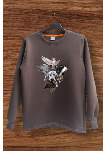 Hunting Avcılık Pointer Çulluk Setter Baskılı Regular Fit %100 Pamuk Bisiklet Yaka Sweatshirt