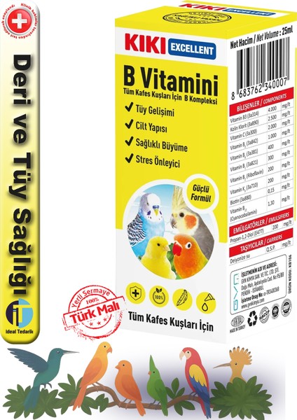 - Kafes Kuşları Için Vitaminler / Mineraller - 25ML / B Vitamini