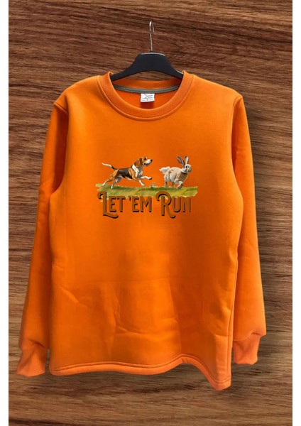 Avcılık Hunting Tavşan Avı ve Avcı Köpeği Baskılı Regular Fit %100 Pamuk Sweatshirt