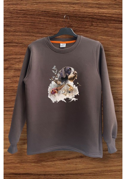 Hunter Avcılık Av Desenli Av Köpeği ve Av Kuşu Baskılı Regular Fit %100 Pamuk Sweatshirt