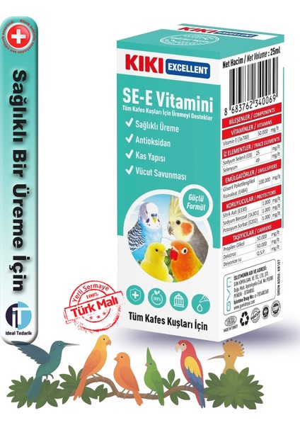 - Kafes Kuşları Için Vitaminler / Mineraller - 25ML / Üreme Desteği