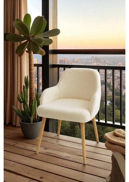 Morina Peluş Kumaş Sırtlı Puf Sandalye – Ahşap Ayaklı, Makyaj Masası ve Salon Için