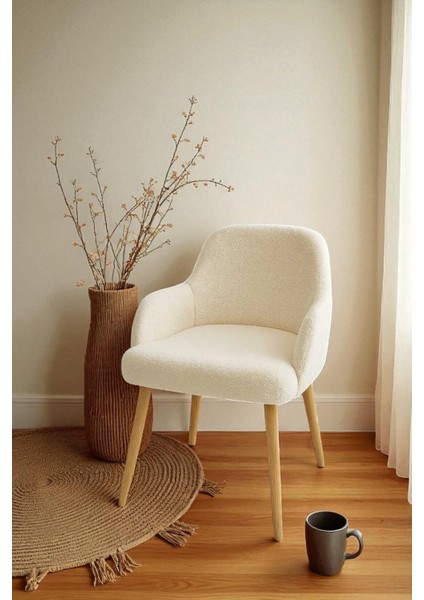 Morina Peluş Kumaş Sırtlı Puf Sandalye – Ahşap Ayaklı, Makyaj Masası ve Salon Için modelleri