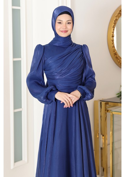 Omuz Detaylı Bahar Tesettür Büyük Abiye modelleri