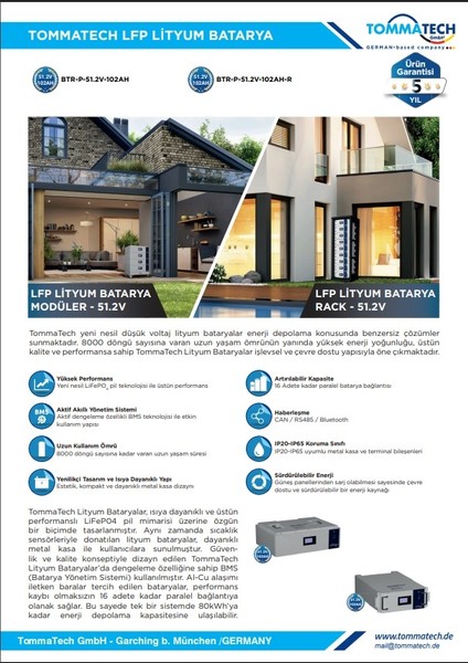 Modüler Serisi 51.2V 102AH G2 Lfp Lityum Batarya fırsatları