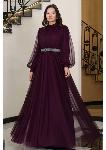 Alia Şık Taş Detaylı Büyük Beden Tesettür Abiye - Alya fiyatları