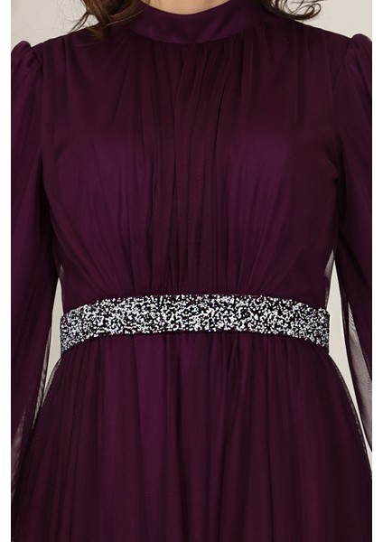 Alia Şık Taş Detaylı Büyük Beden Tesettür Abiye - Alya indirimleri