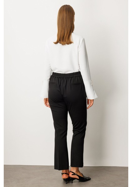 Beli Lastikli Boncuk Detaylı Pantolon Siyah 01085 modelleri