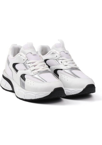 Kadın Beyaz Siyah Sneaker Günlük Ortopedik Spor Ayakkabı