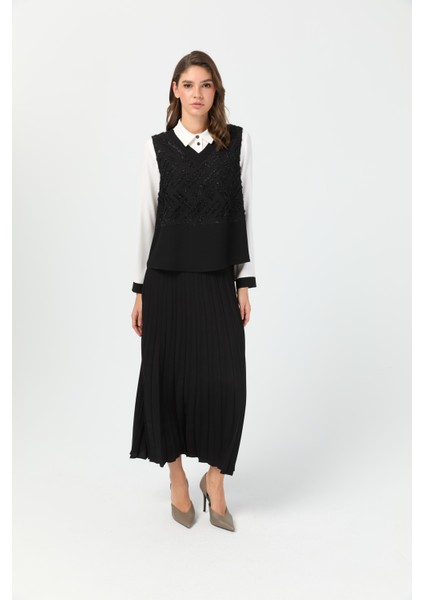 Tunik Süeter Piliseli Etekli Takım Siyah indirimleri