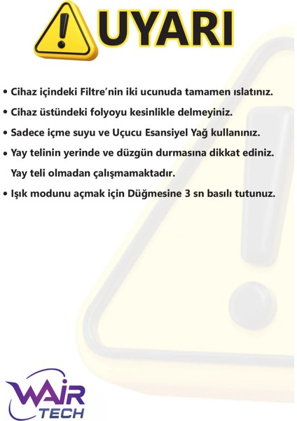 300 ml H2O Ultrasonik Ledli Hava Nemlendirici Buhar Makinesi ve Aroma Difüzörü