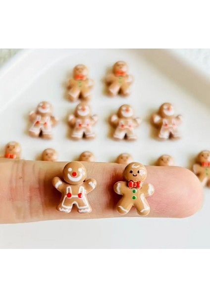20 Adet Yılbaşı Süs Seti - Sevimli Mini Çizgi Film Zencefilli Kek Figürü Tasarımı,tırnak Aksesuarı fiyatları