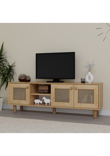 Bohem Serisi Natura Ceviz-Meşe Pvc Hasır Desen Tv Ünitesi modelleri