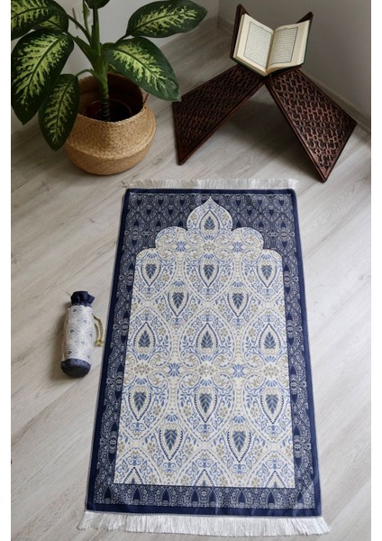 Taşınabilir Ipek Dokulu Keseli Seccade S1001-2 Lacivert