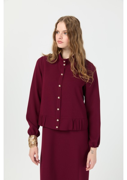 Büzgü Detaylı Elbiseli Takım Bordo fiyatları