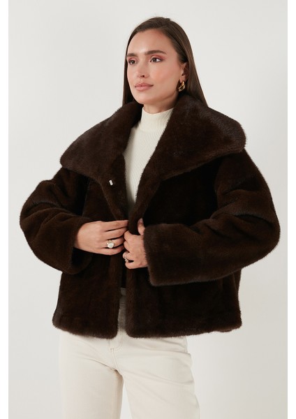 Oversize Fit Geniş Yaka Astarlı Kürk Bayan Kürk 497AFRA indirimleri