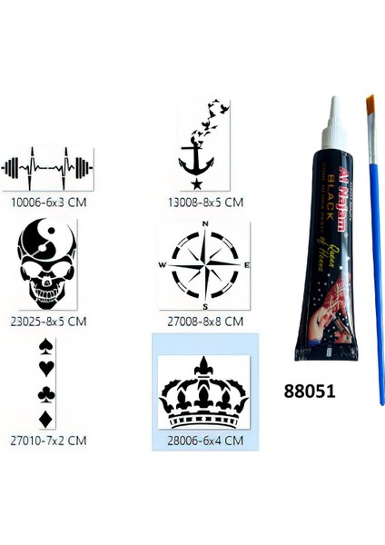 Pusula Taç Hint Kınalı Geçici Dövme Yapma Seti fiyatları