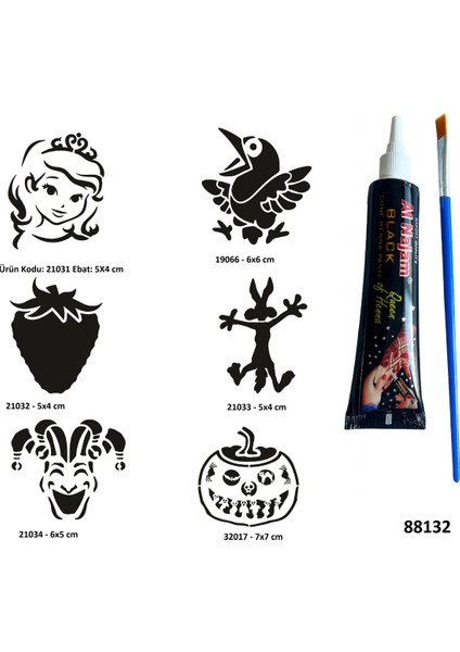 Çocuksu Semboller Siyah Hint Kınası Geçici Dövme Yapma Seti fiyatları