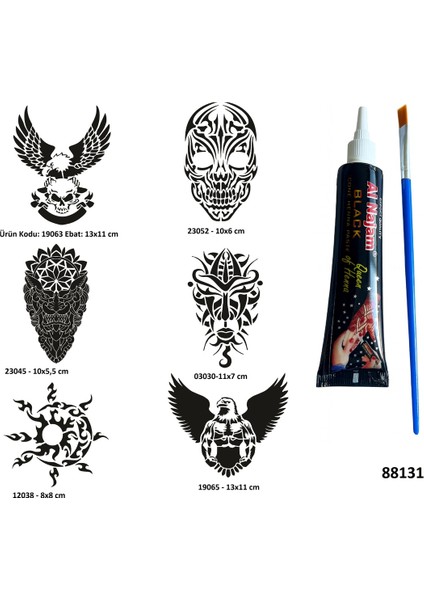 Güçlü Erkek Sembolleri Siyah Hint Kınası Geçici Dövme Yapma Seti fiyatları