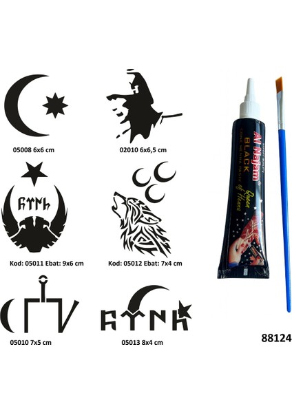 Milli Semboller Siyah Hint Kınası Geçici Dövme Yapma Seti fiyatları