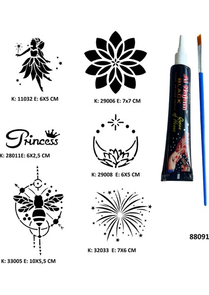 Mandala ve Peri Hint Kınasıyla Geçici Dövme Yapma Kiti modelleri