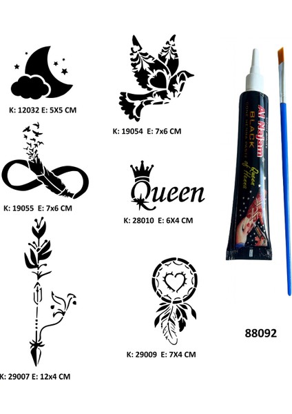 Düş Kapanı Sonsuzluk Hint Kınasıyla Geçici Dövme Yapma Kiti modelleri