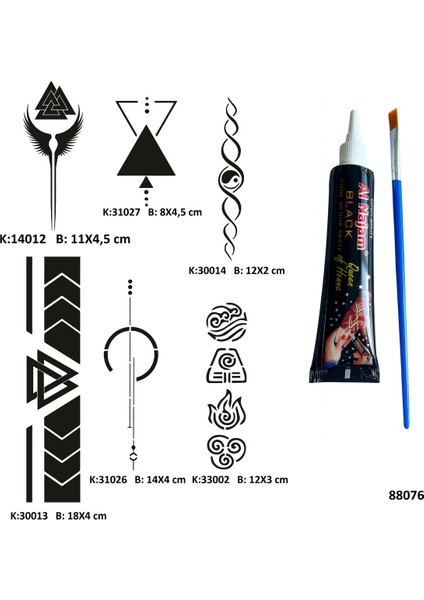 Şerit Sırt Bacak Tüp Kına Ve Fırça Li Tattoo Geçici Dövme Seti fiyatları