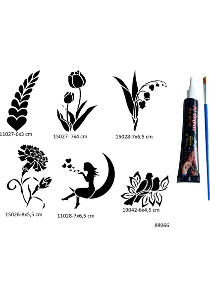Çiçek Melek 6 Adet Şablon ve Hint Kınası Geçici Dövme Seti fiyatları