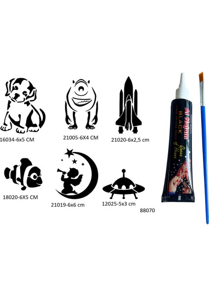 Çocuksu Desenler 6 Adet Şablon ve Hint Kınası Geçici Dövme Seti fiyatları