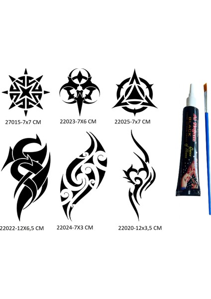 Tribal Kol Bacak 6 Adet Şablon ve Hint Kınası Geçici Dövme Seti fiyatları