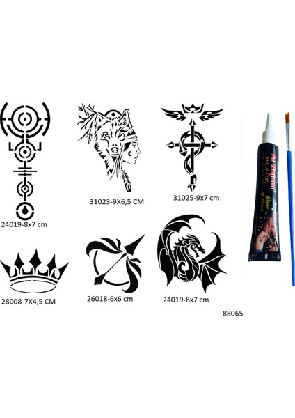 Ejderha Bozkurt 6 Adet Şablon ve Hint Kınası Geçici Dövme Seti fiyatları