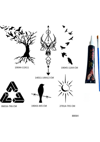 Hayat Ağacı ve Kuşlar 6 Adet Şablon ve Hint Kınası Geçici Dövme Seti fiyatları