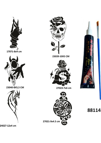 Para ve Yaşam Geçici Dövme Yapma Seti Siyah Kına ve Fırça Hediyeli fiyatları