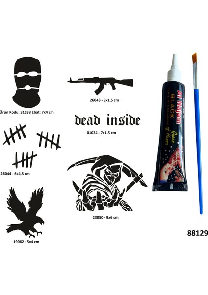 Hırçın Semboller Siyah Hint Kınası Geçici Dövme Yapma Seti fiyatları