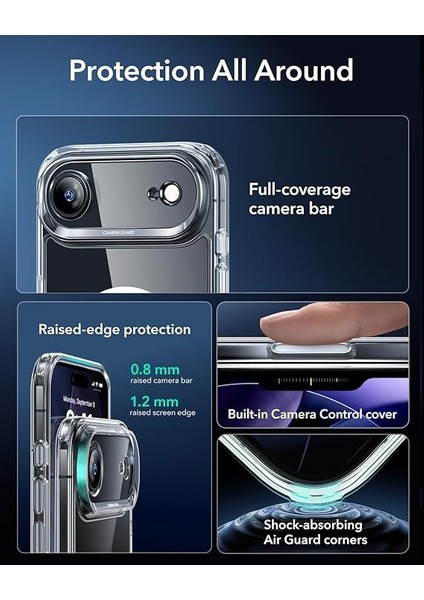 iPhone 17 Air Uyumlu Kamera Korumalı Sararmaz Pc Sert Şeffaf Magsafe Kılıf fiyatları