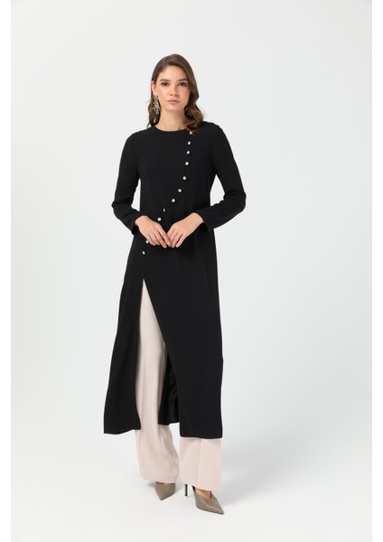 Oval Kapmalı Yırtmaçlı Pantolonlu Takım Taş modelleri