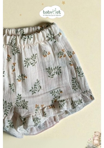 %100 Pamuk Müslin Kız Bebek Alt-Üst İkili Takım- Çiçek Desenli – Yumuşak &Doğal modelleri