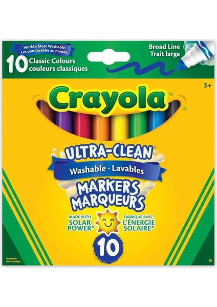10 Ultra Clean Washable Markers-Amerikan-Nontoxic-10'lu Yıkanabilir Kalın Uçlu Keçeli Boya