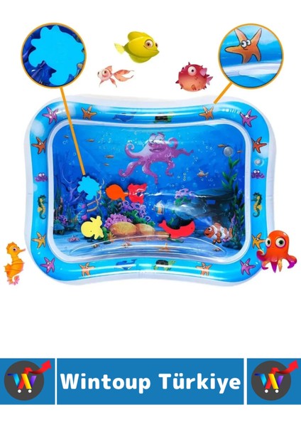 Özel Üretim Bpa Free Bebek Aktivite Oyuncağı Emekleme Zamanı Yatak Minder Renkli Su Oyun Matı Mavi modelleri