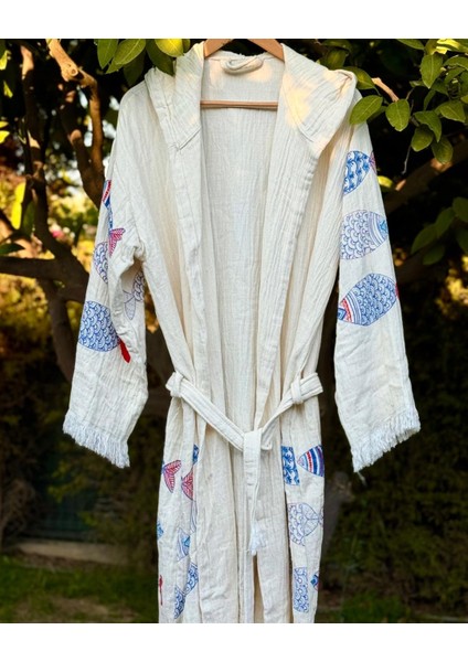 Müslin Pamuk Bornoz Banyo,plaj,havuz Yaz,kış Kapüşonlu Bornoz Unisex-Su Emici Hızla Kuruyan Tasarım indirimleri