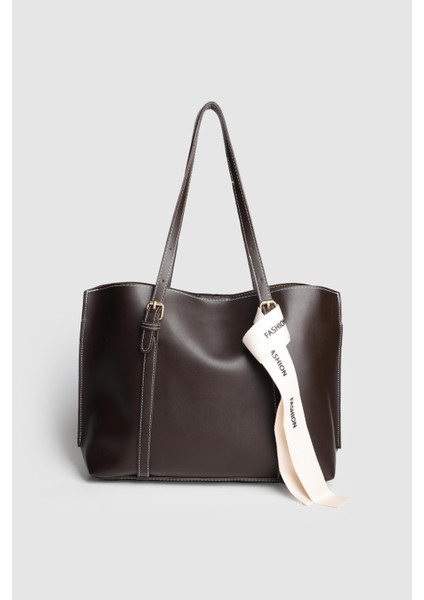 Lagraccio Paris Kadın Fashion Rivina Çok Gözlü Büyük Boy Omuz Çantası Kahve