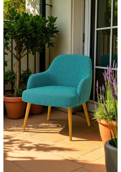 Morina Peluş Kumaş Sırtlı Puf Sandalye – Ahşap Ayaklı, Makyaj Masası ve Salon Için