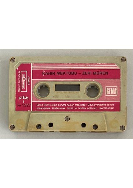 Zeki Müren Kahır Mektubu Türküola Alman Baskı Kaset (Kartonetsiz Sadece Kaset Dönem Alman Baskı Kaset)
