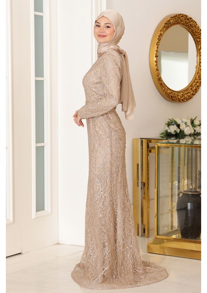 Büyük Beden Gliten Tesettür Abiye Tuana indirimleri