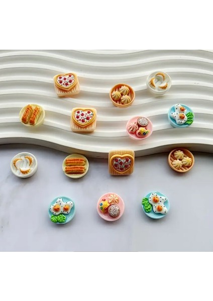 12 Adet Yemek Figürlü Minyatür Reçine Yiyecek Temalı Kolye Uçları, Anahtarlık Aksesuarları , Takı Yapımı Için Süsler fiyatları
